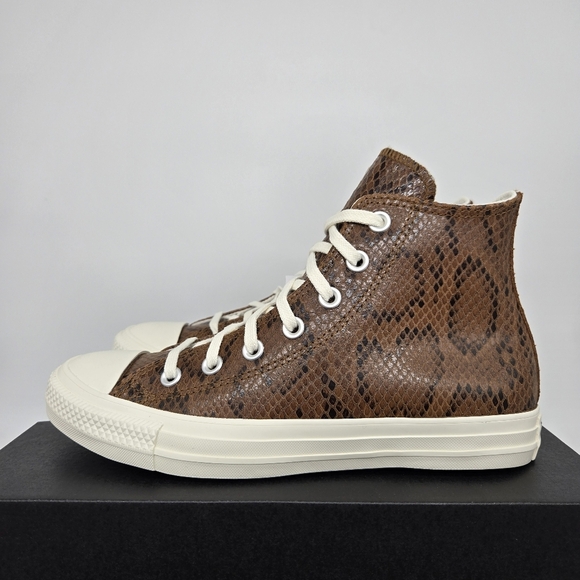 Converse Chuck Taylor All Star High Snakeskin Dark Whiskey Womens Shoes Size 7.5 - Picture 1 of 8